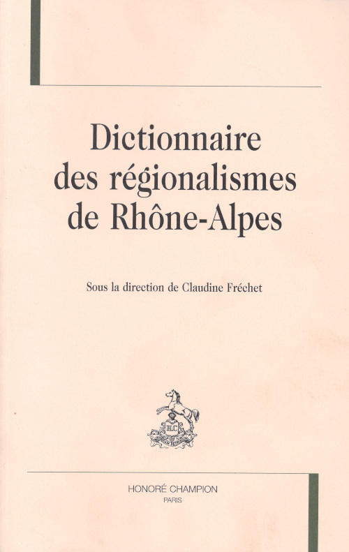 Couverture Dictionnaire des régionalismes de Rhône-Alpes