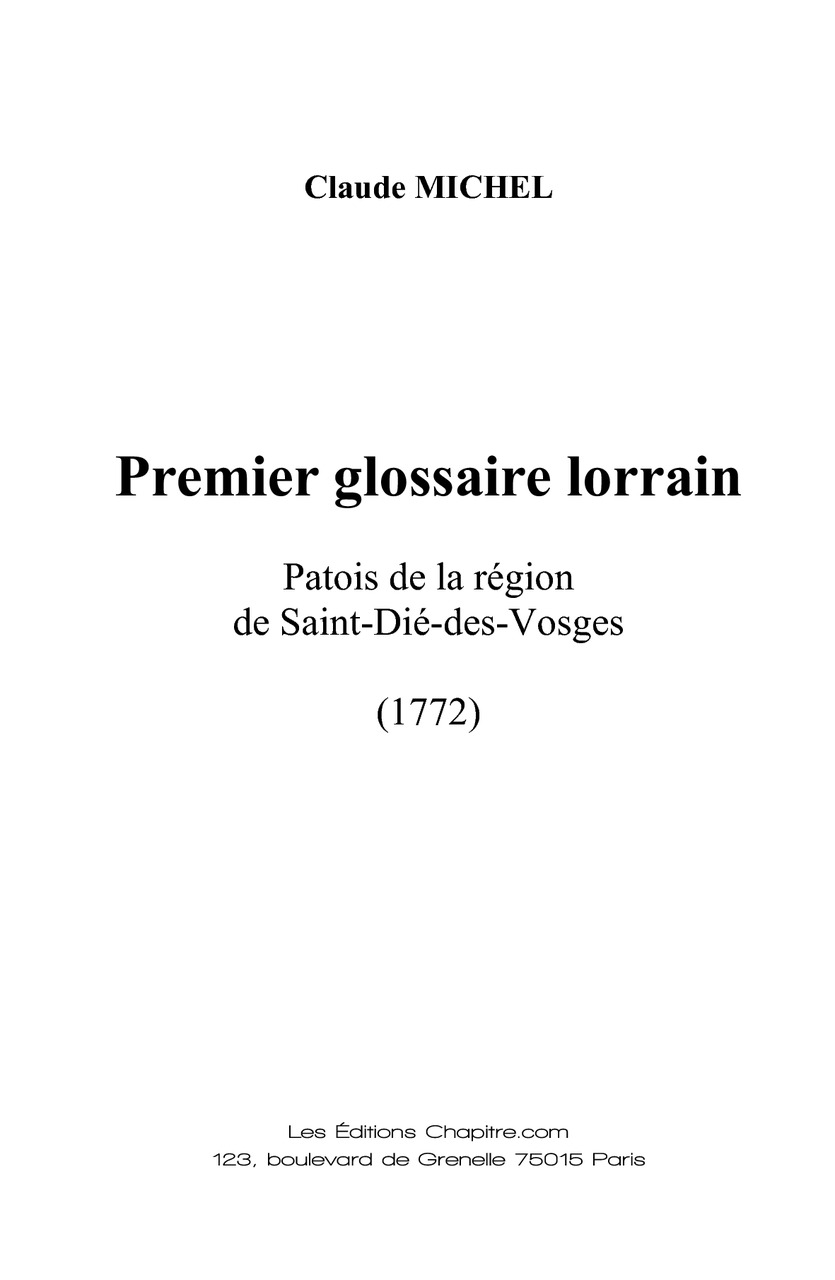 le premier glossaire lorrain - publication - IPG