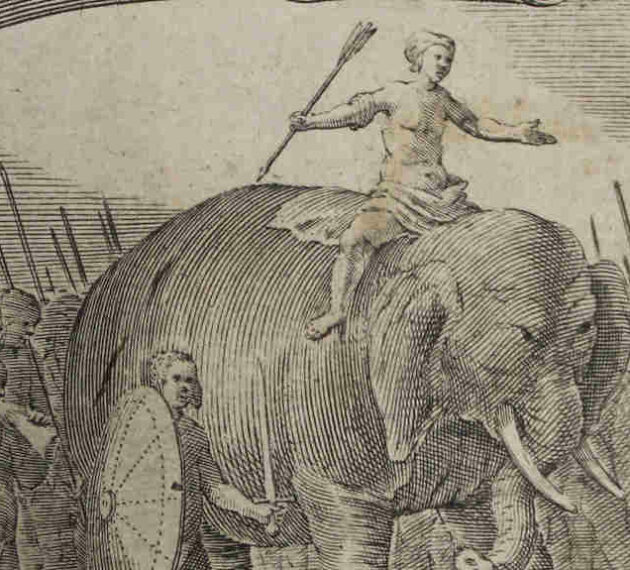 Gravure 18eme représentant un éléphant