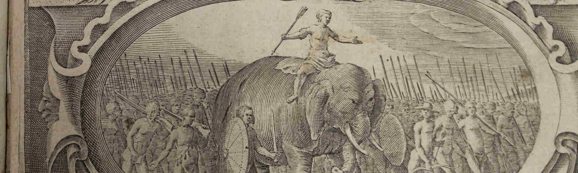Gravure 18eme représentant un éléphant