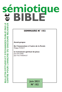 Sémiotique et Bible 182 - juin 2021