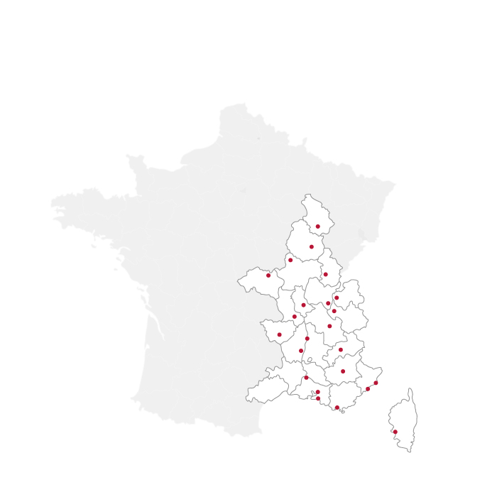Carte des 23 diocèses