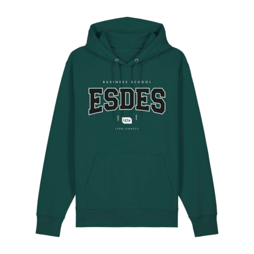 Hoodie ESDES vert foncé – Sweat à capuche unisexe